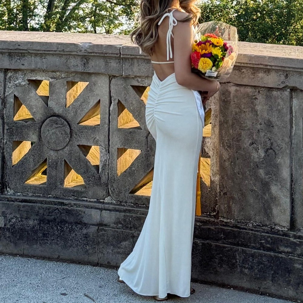 Oh Polly Cream Backless Dress